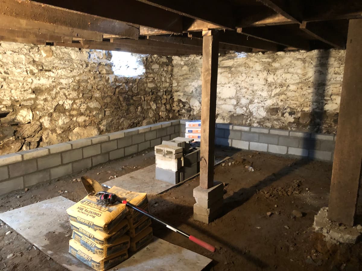 Block foundation work on a recent Connecticut basement